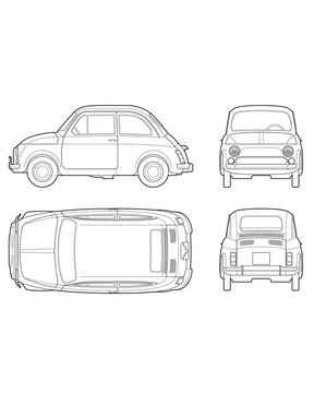 63 レトロカー四面図_テクニカルイラスト Stock Vector | Adobe Stock