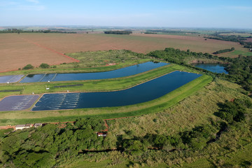 Aerial view of sewage treatment plant in Sao Paulo state, Brazil