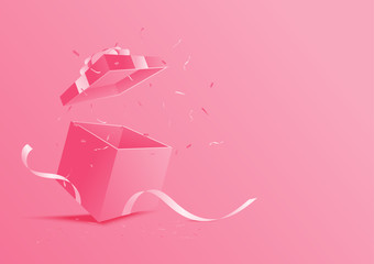 Pink open  gift box.