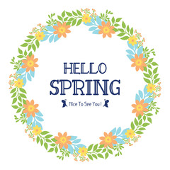 Decorative frame with unique leaves and flower, for hello spring invitation card design. Vector