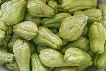 Fresh Green Chayote Squash at Organic farming market Bangkok