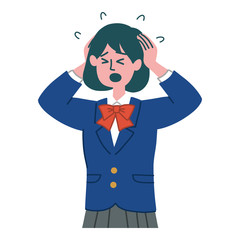学生　ブレザー　女の子　パニック
