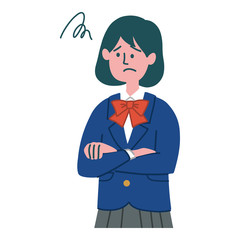 学生　ブレザー　女の子　困っている