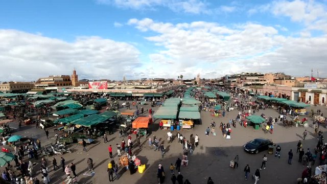 Time lapse of Jemaa Fna square in Marrakech, Morocco