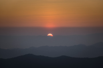 Beautiful mountain peak in Doi Mae U-Kho Mountain, Mae Hong Son Province, Thailand.