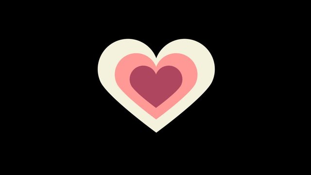 heart transitions background animation. zoom animation. red and white color. Alpha Channel Included.