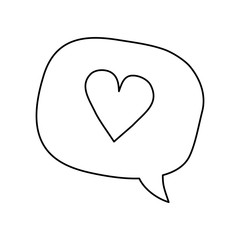 cute heart in speech bubble isolated icon