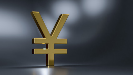 Golden Yen Symbol - 3D Rendering