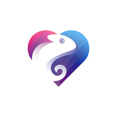 love iguana colorful logo vector