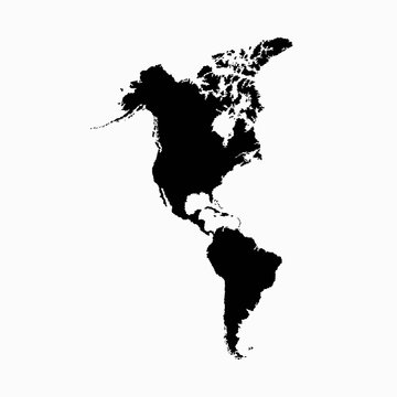 American continent blank map vector . continent of america digital map template . black America map . Colorful map of Continent of America  . sphere dots globe surface