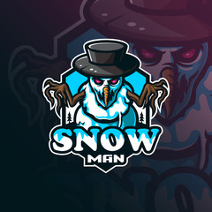 snowman mascot logo design vector with modern illustration concept style for badge, emblem and tshirt printing. angry snowman  illustration for sport and esport team.