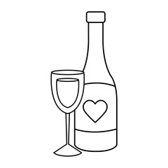 cup glass with bottle wine isolated icon