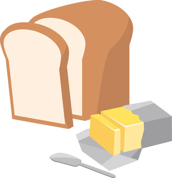 bread slices with butter and knife clip art preview