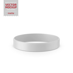 White matte silicone wristband vector mock up.