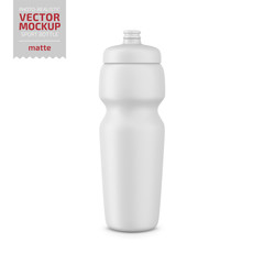 White matte sport water bottle vector mockup.