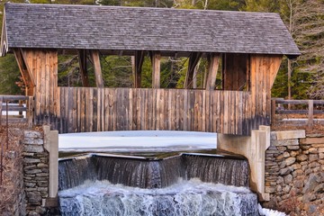 Covered Bridge with waterfall