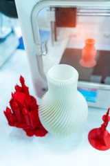 vase closeup object printed 3d printer close-up. Progressive modern additive technology 4.0 industrial revolution