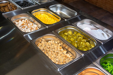 Pizza ingredients in the pan