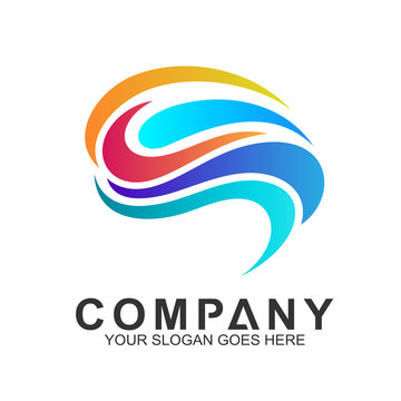 abstract brain logo, Colorful logo template