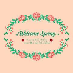Elegant ornate leaf and wreath frame, for welcome spring greeting card design. Vector