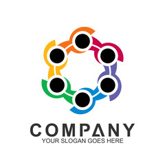 Obraz premium people connect,vector logo social,people care logo,human in circle