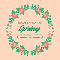 Modern shape of leaf and flower frame, for welcome spring wallpaper decoration of cards. Vector