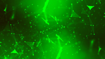 Abstract background Dot and connect line for cyber technology futuristic and network connection concept with dark and grain processed wide screen ratio.