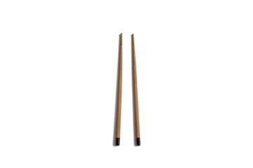 Wooden pairs of chopsticks on white background. cooking culture in Asian countries.