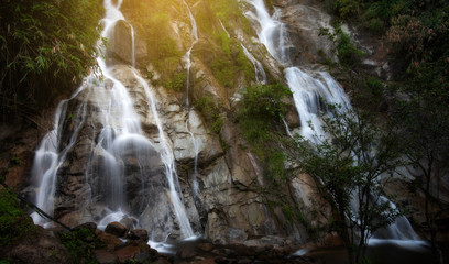 Amazing nature scenery in Lata Penyel Sungai Siput Perak, Malaysia. Long exposure and noise visible due to long exposure.