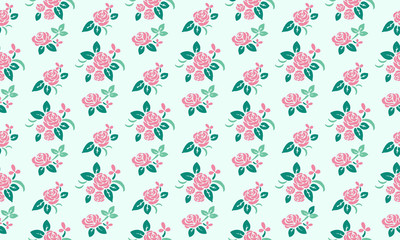 Floral pattern design background for Valentine card, with leaf and flower seamless design.