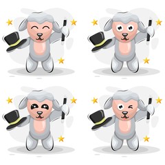 Cute sheep as magician cartoon design vector collection