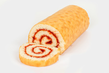 Sweet roll stuffed filmed on a white background
