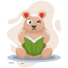 Obraz na płótnie Canvas Cute bear reading book cartoon design vector