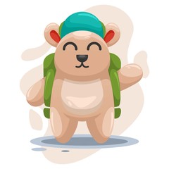 Cute bear carry a school bag