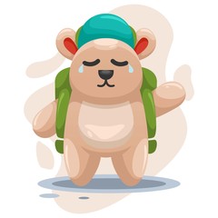 Cute bear carry a school bag