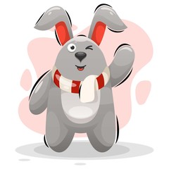 cute rabbit with scarf mascot cartoon