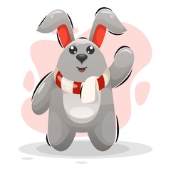 cute rabbit with scarf mascot cartoon