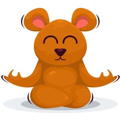 Cute mouse yoga mascot cartoon