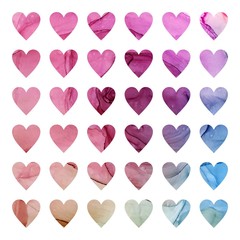 colorful hearts on white background