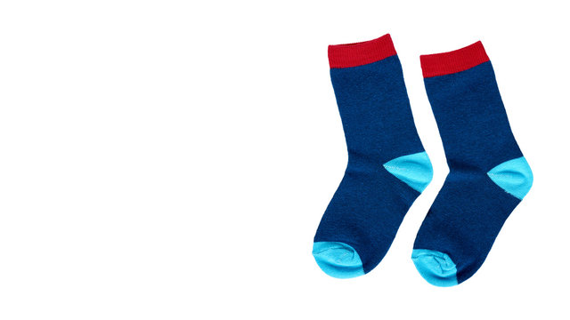 Blue Cotton Socks, Kids Foot Clothing. Cute Childs Wear.