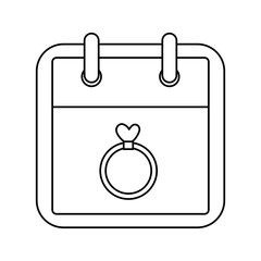 calendar and ring with heart isolated icon