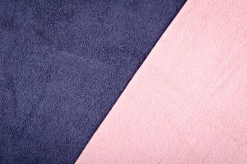 Fototapeta premium Blue towel fabric texture, top view photo.