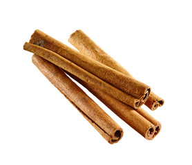 Cinnamon sticks isolated on white background with clipping path