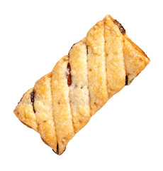 Cookie, fast food snack, crunchy pastry. Isolated on white.