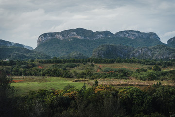 Cloudy weather over mountains in Vinales, Cuba. 