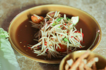 Green Papaya Salad (Som tum Thai) homemade