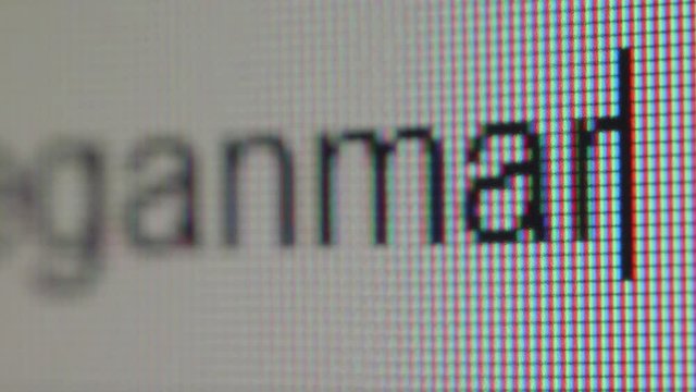 Typing of hash tag with lowercase letters. Noun used as a verb meganmarkled. Macro view