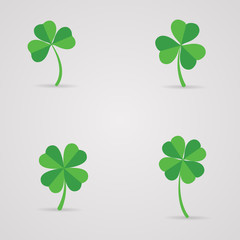 Set of four and three clover leaves