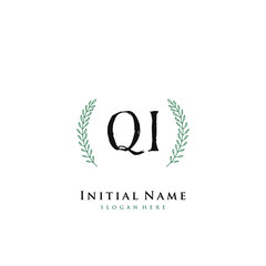 QI Initial handwriting logo vector
