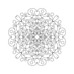 Easy mandala, basic and simple mandalas coloring book for adults, seniors, and beginner. Floral. Flower. Oriental. Book Page. Outline.